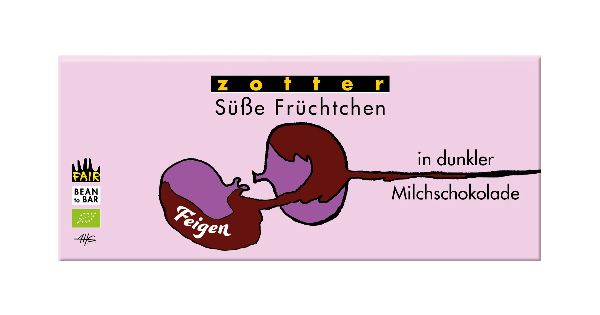 Zotter Süße Früchtchen- Feigen in dunkler Milchschokolade 80g BIO