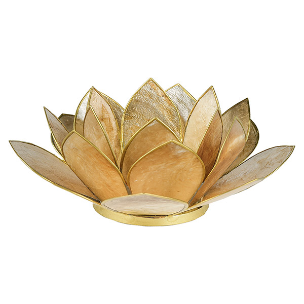 Kerzenhalter LOTUS 14cm champagner, Capiz / CONTIGO Fairtrade Onlineshop