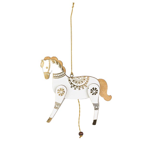 Hampelfigur Pferd weiß-gold, MDF