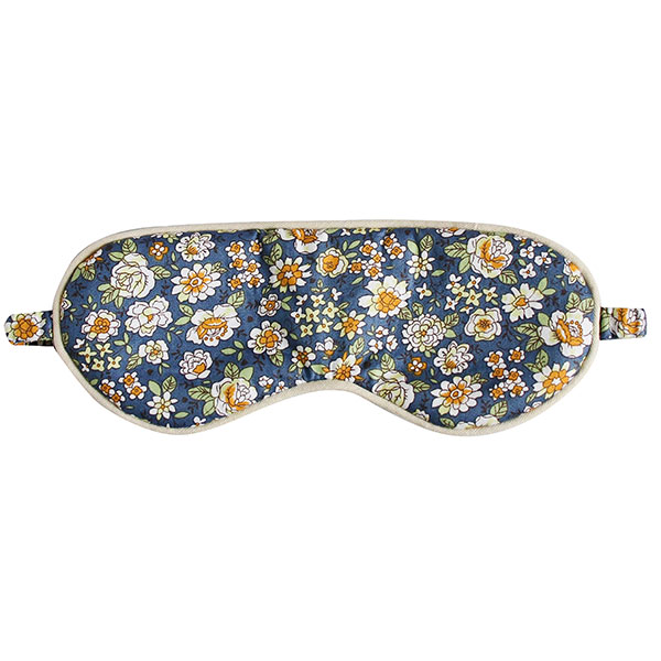 Schlafmaske DAISY FLOWERS, blau, weiß, Baumwolle+Polyester-Satin