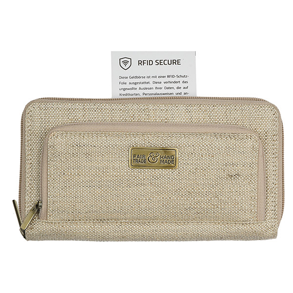 Brieftasche DIVA 19,5x10cm Hanf-Canvas natur RFiD sercure / CONTIGO Fairtrade Onlineshop