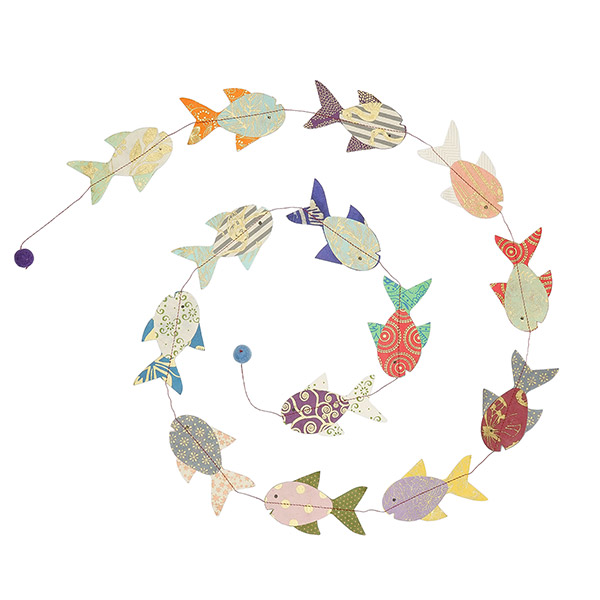 Girlande FISCHE bunt, 180cm,  Loktapapier / CONTIGO Fairtrade Onlineshop