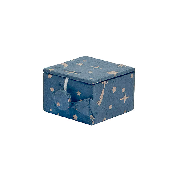 Geschenkbox FIRMAMENT, klein, nachtblau-gold-kupfer, Loktapapier