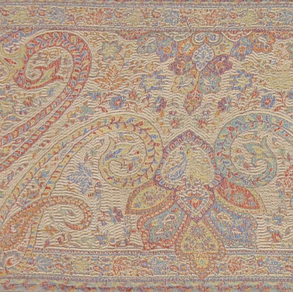 Schal PAISLEY vanille-blau-rot-mix, 165x35cm, Seide / CONTIGO Fairtrade Onlineshop