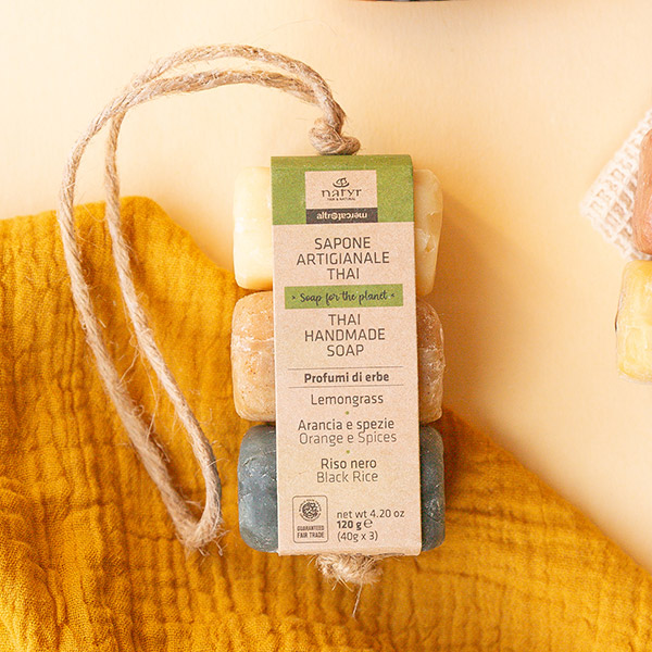 Hand- und Körper-Seife Trio Zitronengras, Orange, Schw. Reis 120g, handgeschöpft, Naturkosmetik / CONTIGO Fairtrade Onlineshop