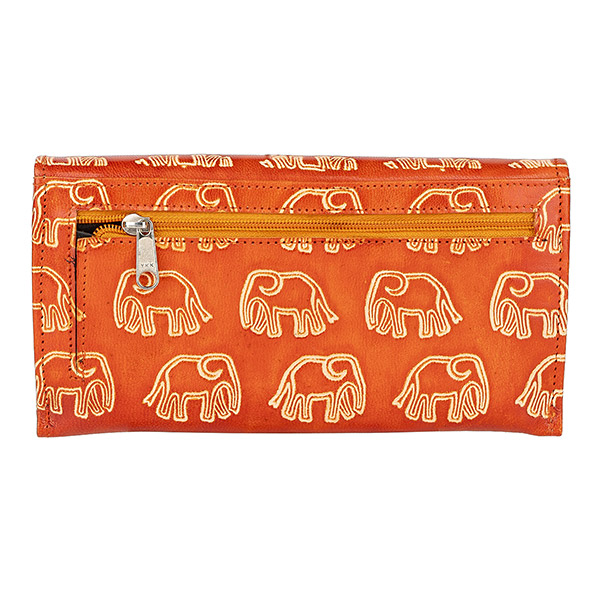 Brieftasche lang ELEFANT dunkelbraun, Ziegenleder / CONTIGO Fairtrade Onlineshop