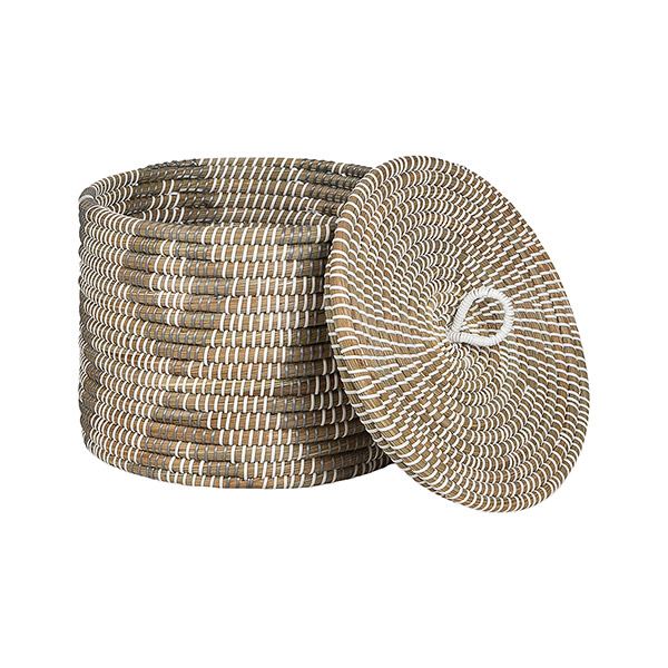 Aufbewahrungskorb 35x25cm DIAMOND mit Deckel, Kaisagras / CONTIGO Fairtrade Onlineshop