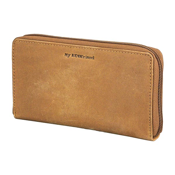 Brieftasche, dark camel, Leder und Canvas SONDERPREIS / CONTIGO Fairtrade Onlineshop