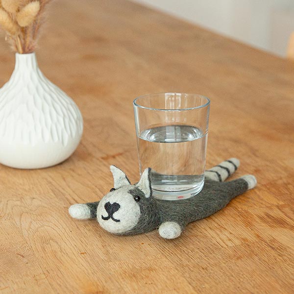 Glasuntersetzer KATZE, Wollfilz / CONTIGO Fairtrade Onlineshop