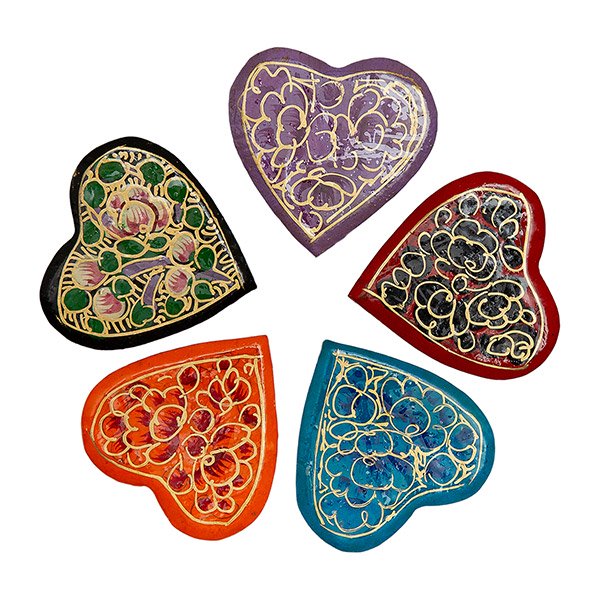 Magnet HERZ 5cm Kaschmir handbemalt, Pappmaché (Stück)