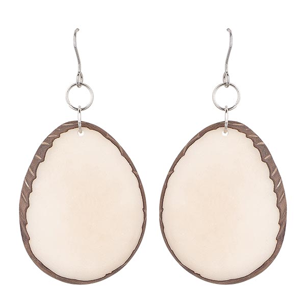 Ohrringe oval natur, Tagua