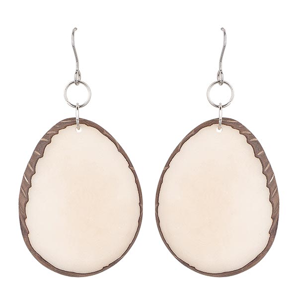 Ohrringe oval natur, Tagua