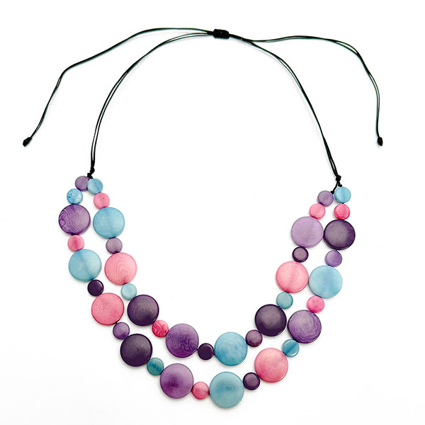 Halskette zweireihig Confetti violett, Tagua / CONTIGO Fairtrade Onlineshop