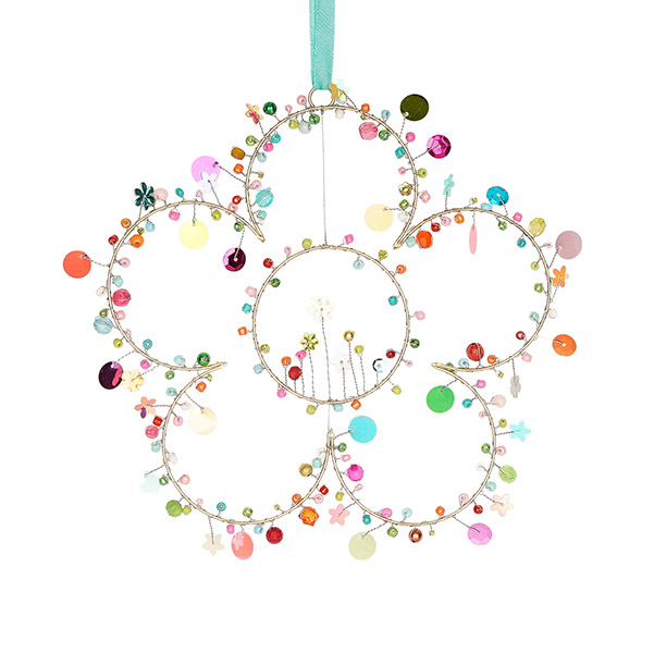 Perlendekoration BLUME 20cm, multicolor