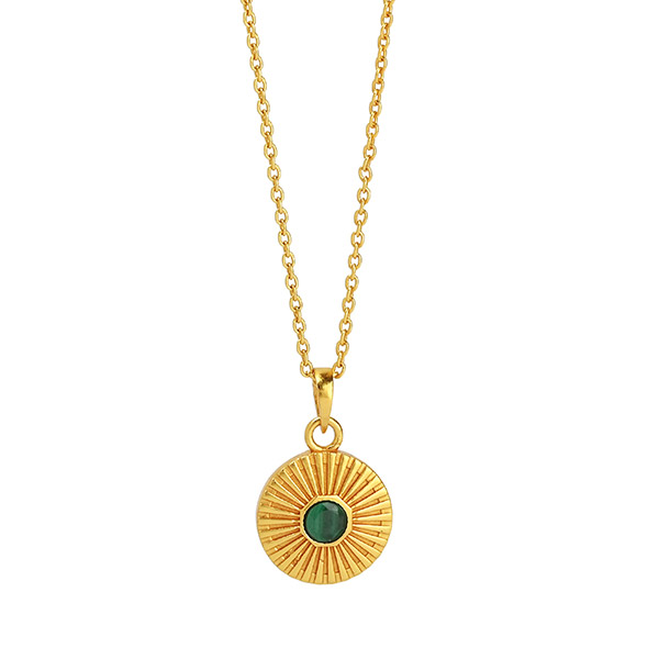 Halskette SUNSHINE Malachit, 22K vergoldet / CONTIGO Fairtrade Onlineshop