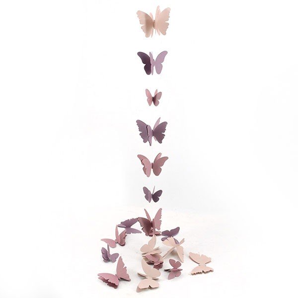 Girlande Schmetterlinge 3D 220cm, mauve-lavendel,rosa,Papier