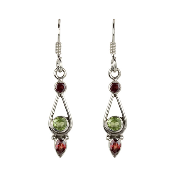 Ohrhänger Granat Peridot MAHAAN, Silber
