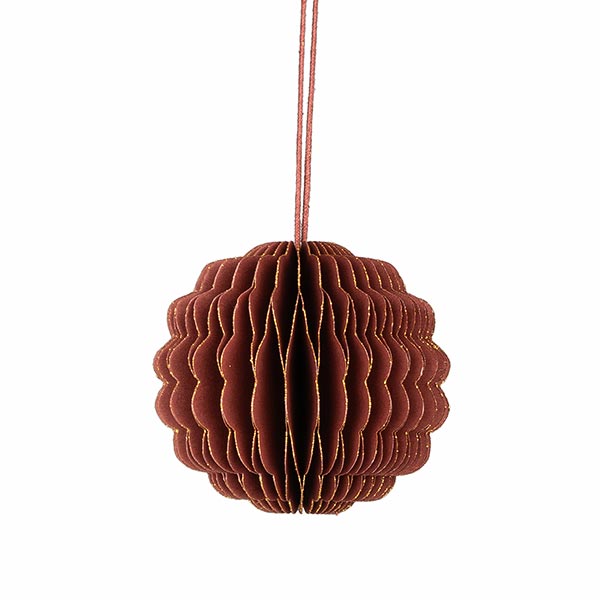 Papierdeko Origami 8cm SPHERE weinrot, Goldrand
