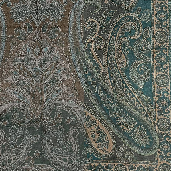 Wendestola PAISLEY petrol-braun-taupe, 180x70 cm, 100 % Wolle / CONTIGO Fairtrade Onlineshop