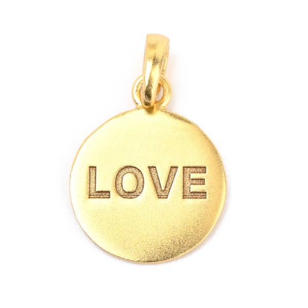 Anhänger, Plättchen LOVE, Mix&Match, 22K vergoldet / CONTIGO Fairtrade Onlineshop