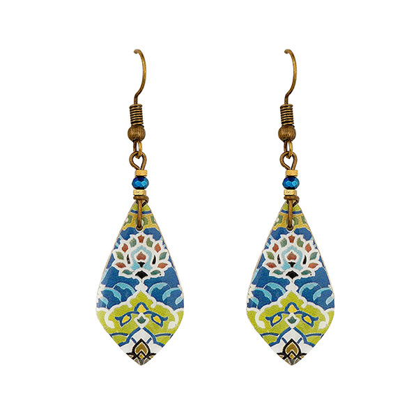 Ohrringe Rautenform grün-blau, Fliese