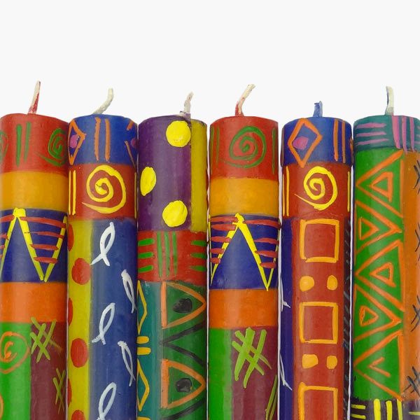 Stabkerze 12cm MULTICOLOURED ETHNIC, Kapula / CONTIGO Fairtrade Onlineshop