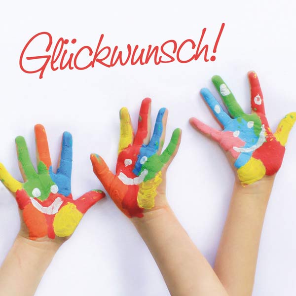 Grußkarte S Bunt bemalte Kinderhände