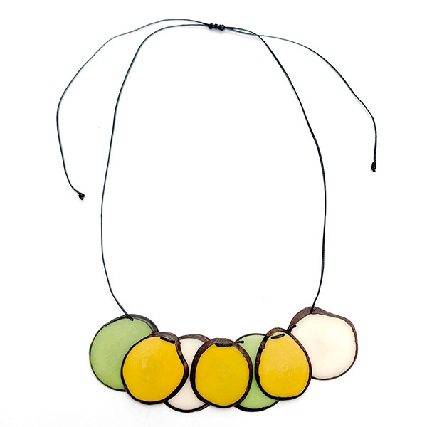 Halskette Overlapping Pastelltöne, Tagua / CONTIGO Fairtrade Onlineshop