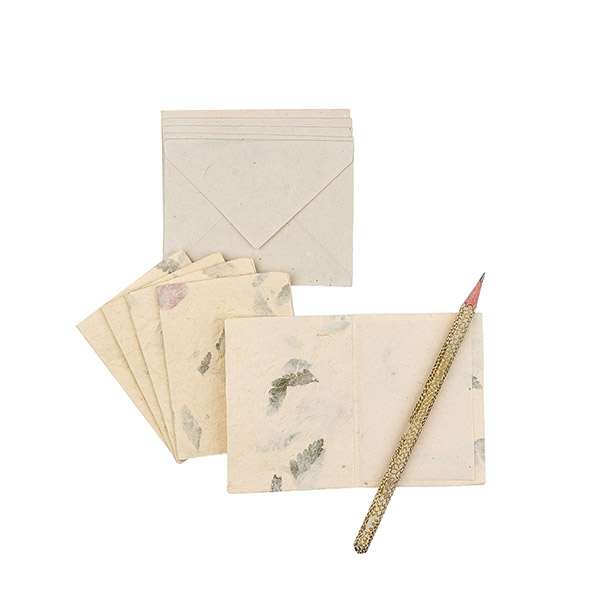 5 Mini Karten mit Umschlag PINK FLOWERS natural, Loktapapier / CONTIGO Fairtrade Onlineshop