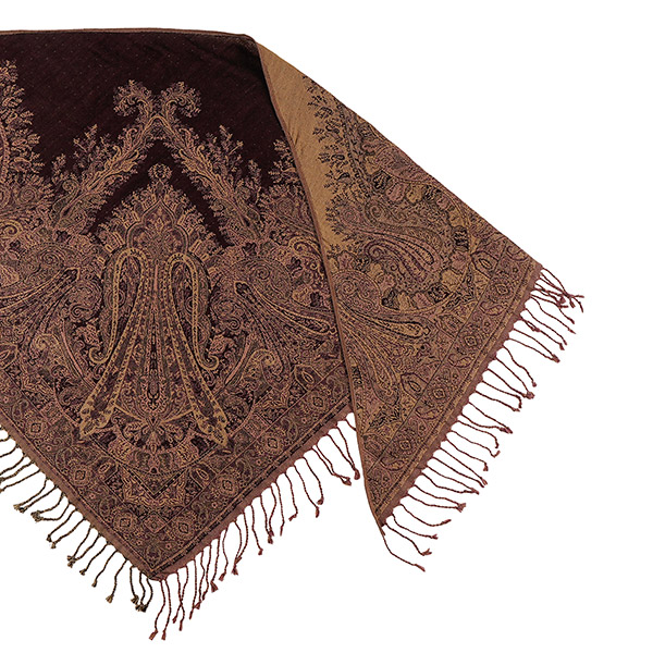 Dreieckstuch PAISLEY, beere-schwarz-braun, 120x120x190 cm, 100 % Wolle / CONTIGO Fairtrade Onlineshop