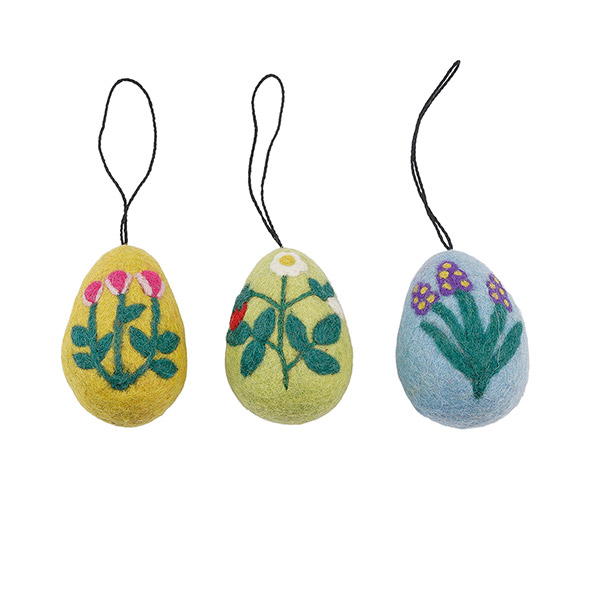 Anhänger Ostereier FLOWERS (Stückpreis), Wollfilz