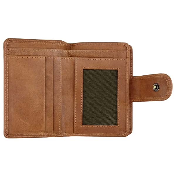 Börse Vintage-FLAP 8,5x12 braun RIFD-secure, Rindsleder / CONTIGO Fairtrade Onlineshop