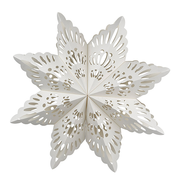 Faltstern Schneeflocke mit LED, 50 cm, weiß, Papier / CONTIGO Fairtrade Onlineshop
