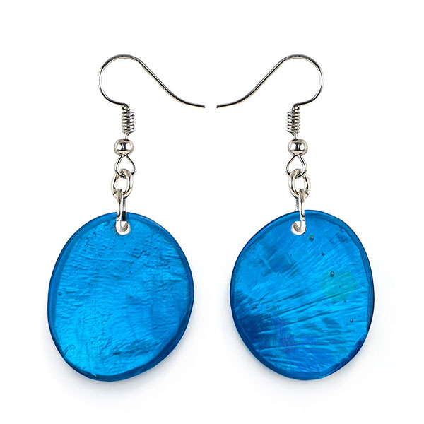 Ohrringe oval saphir blau, Capiz