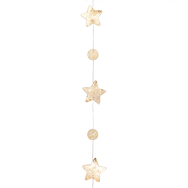 Dekostrang STERNE 150cm weiß-gold, Capiz / CONTIGO Fairtrade Onlineshop
