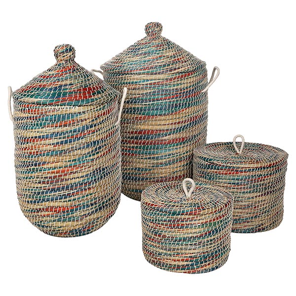 Wäschekorb 50cm MELANGE plus Deckel, Kaisagras / CONTIGO Fairtrade Onlineshop