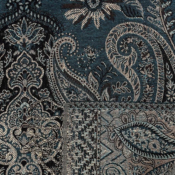 Wollschal PAISLEY, petrol-schwarz, 180x70 cm, 100 % Wolle / CONTIGO Fairtrade Onlineshop