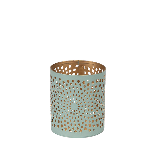 Teelicht 6x7 cm, FOCUS, mint-gold, Eisenblech