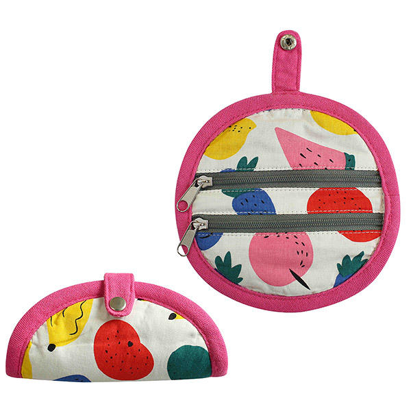 Faltetui rund FRUITS, bunt-pink, Baumwolle / CONTIGO Fairtrade Onlineshop