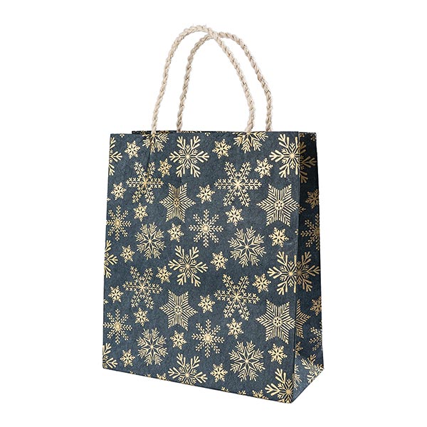 Geschenktüte M FLOCKENTANZ nachtblau-gold, Loktapapier