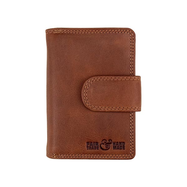 Börse Vintage-FLAP 8,5x12 braun, Rindsleder / CONTIGO Fairtrade Onlineshop