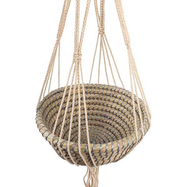 Makramee Hängekorb Blumenampel, Jute, Kaisagras / CONTIGO Fairtrade Onlineshop