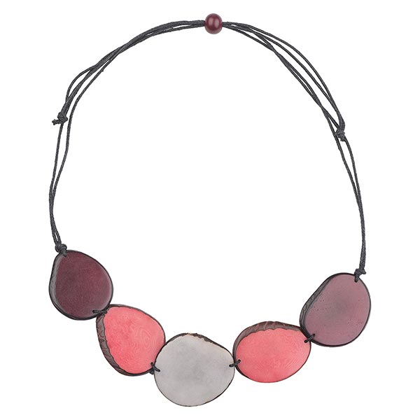 Halskette Scheiben in beere-grau, Tagua / CONTIGO Fairtrade Onlineshop