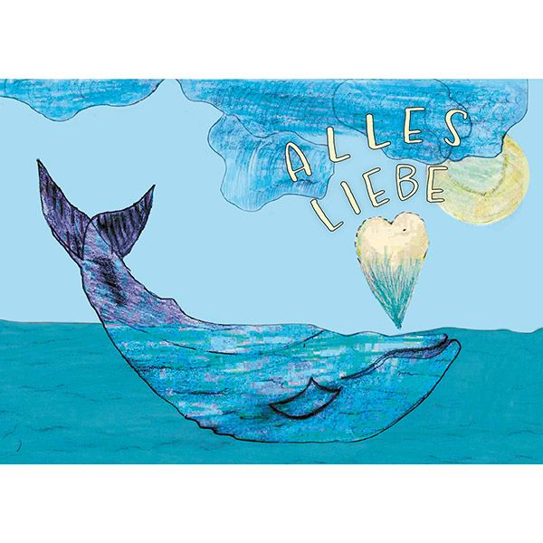 Grußkarte M " Little Artists" Wal / CONTIGO Fairtrade Onlineshop