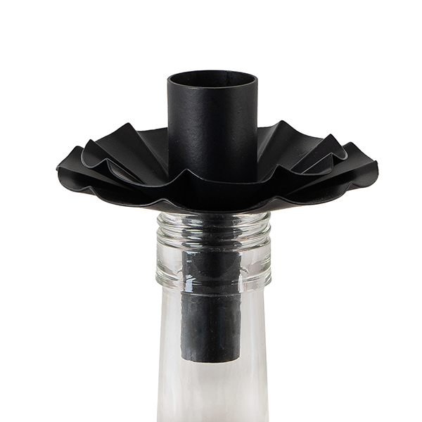 Kerzenhalter für Weinflasche, BOTTLENECK FLOWER, schwarz, Eisenblech