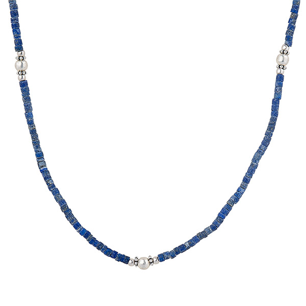 Halskette EDELSTEIN Lapislazuli- und Silberperlchen / CONTIGO Fairtrade Onlineshop