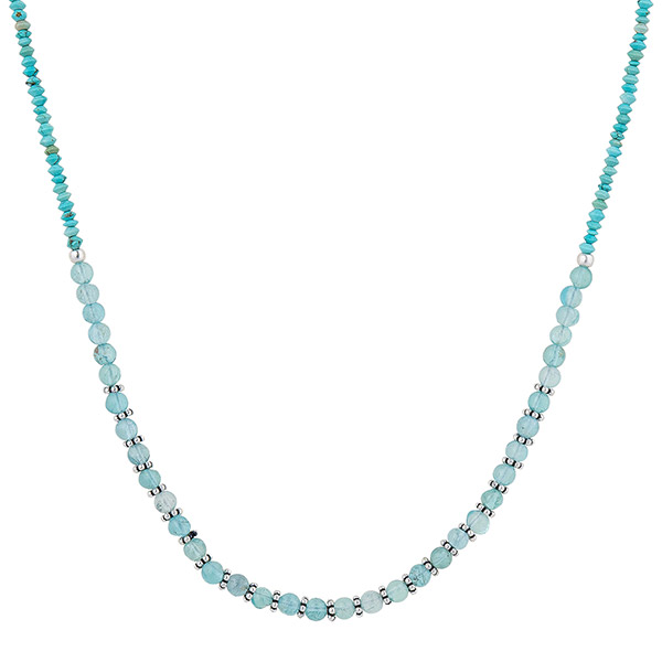 Halskette LICHTBLAU mit Türkis- und Glasperlchen, Silber / CONTIGO Fairtrade Onlineshop