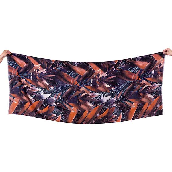 Schal 200x70, LEAVES weinrot, Modal-Baumwolle / CONTIGO Fairtrade Onlineshop