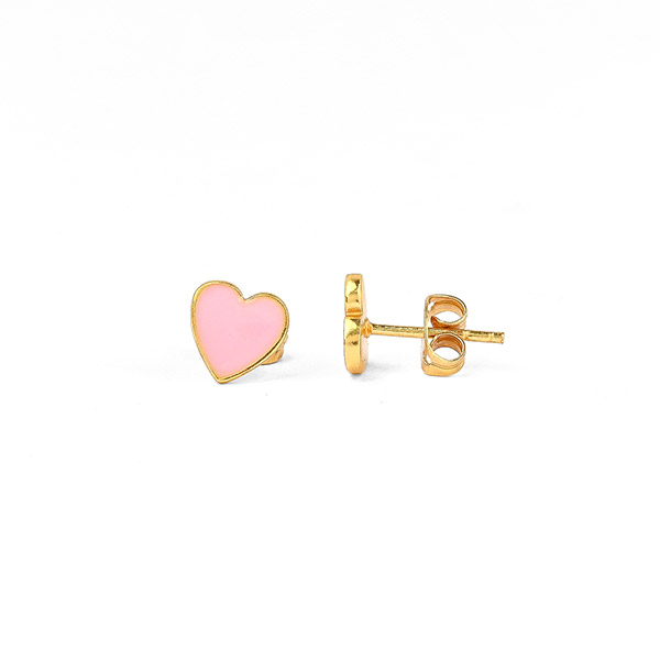 Ohrstecker Herz Emaille rosa, 22K vergoldet / CONTIGO Fairtrade Onlineshop