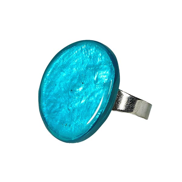 Ring oval, blau, Capiz